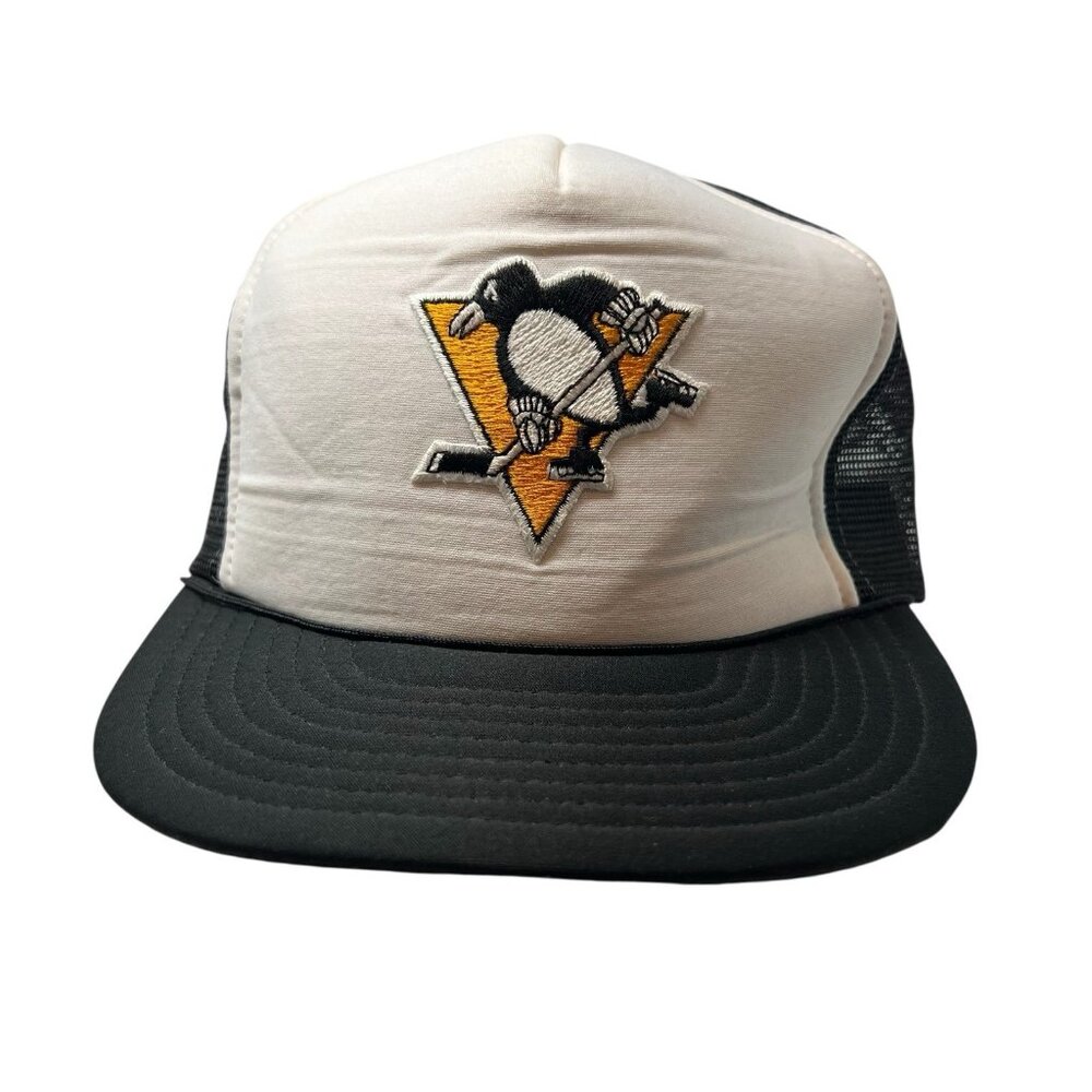 Pittsburgh Penguins Vintage Snapback Trucker Mesh Hat Cap Retro 80's Dad Rare
